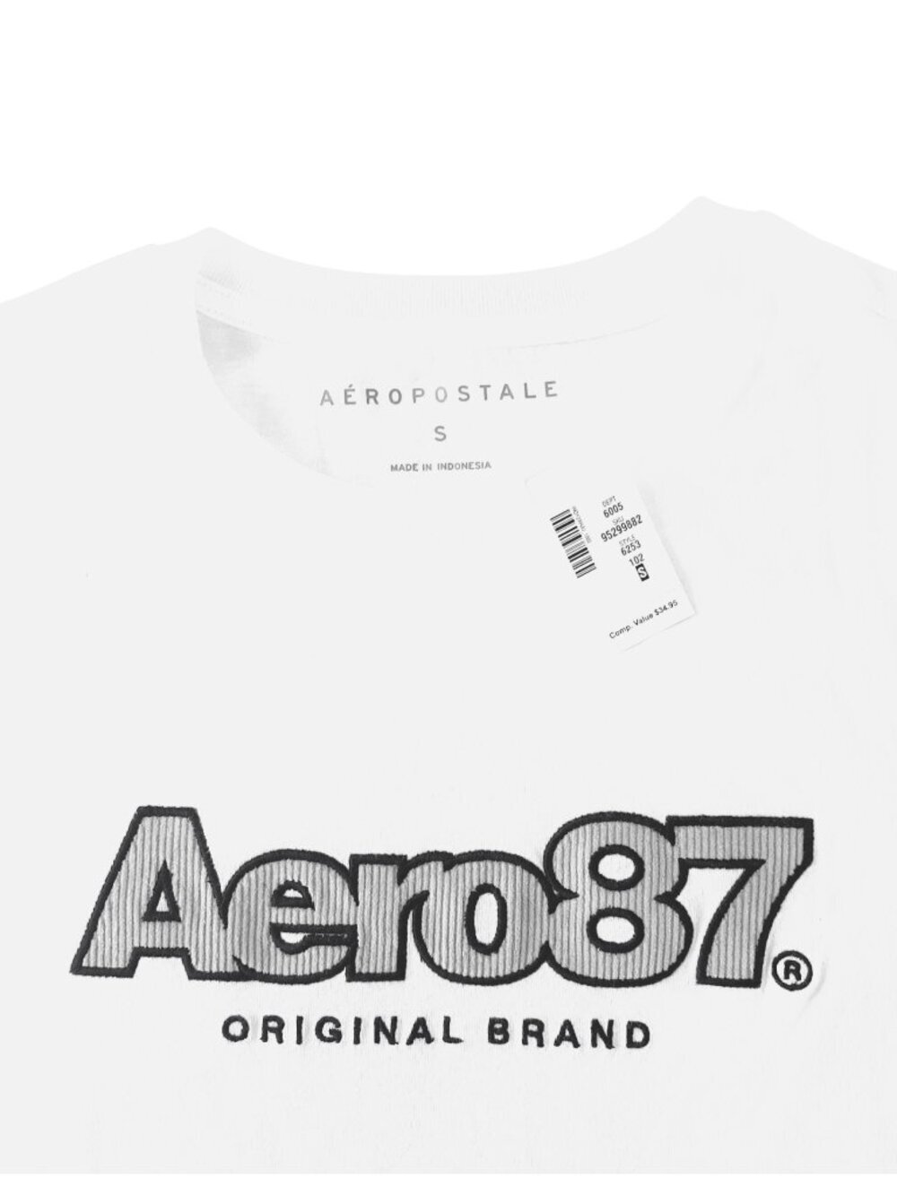 Aeropostale Men White Graphic Crew Neck Logo Tee Shirt S - Picture 3 of 5
